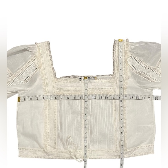 Polo Ralph Lauren Blouse Womens Cream White Lace Cotton Voile Bohemian Cropped - Picture 13 of 14